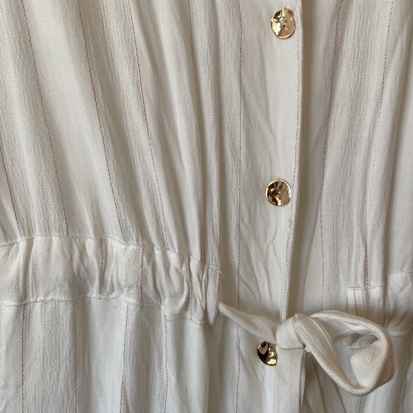 Anthropologie Lucy Paris white Pin Stripe Button Down Shirt Dress - Picture 2 of 3